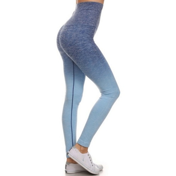 Pants & Jumpsuits | Dip Dye Ombre Athletic Leggings High Waist Band Db ...